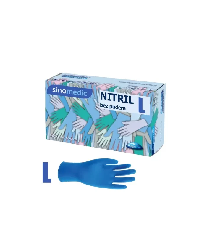 Sinomedic nitrilne rukavice bez pudera - plave L A100