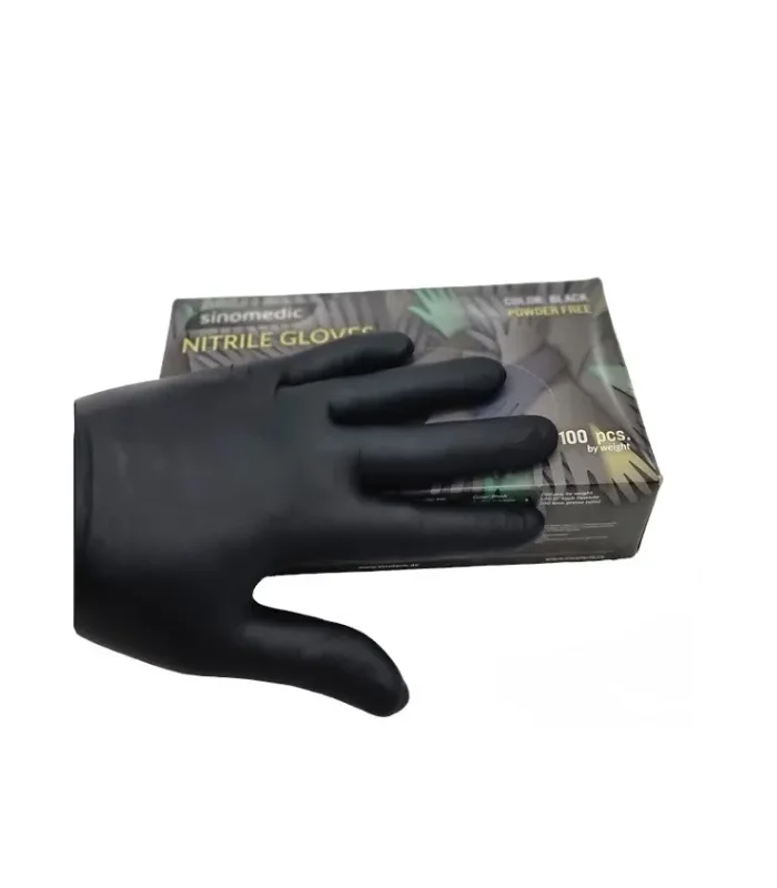 Sinomedic nitrilne rukavice bez pudera - crne XL A100